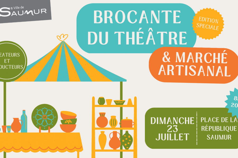 BROCANTE DU THEATRE : édition spéciale marché artisanal le dimanche 23 juillet 2023